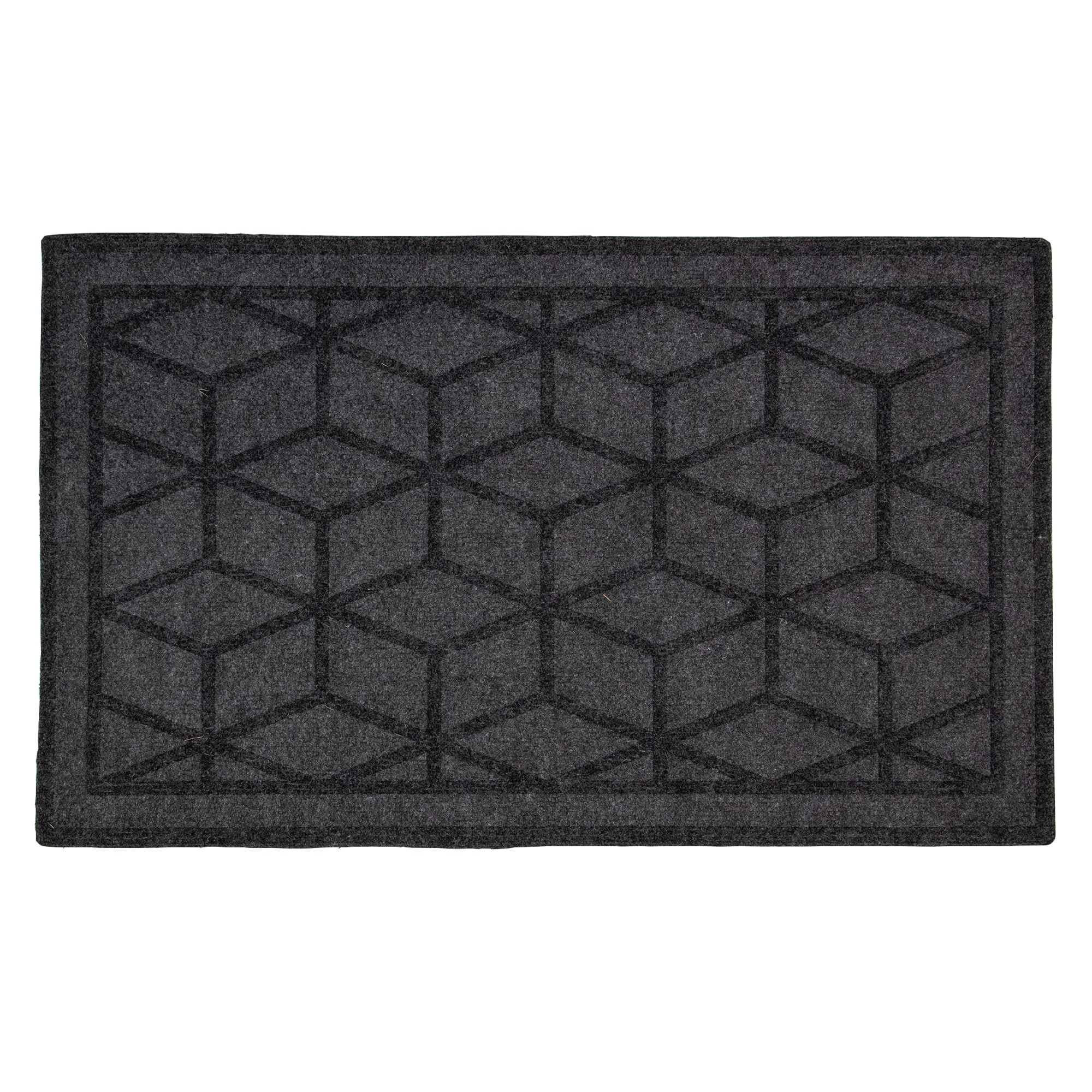 18" x 30" Gray Diamond Pattern Rectangular Coir Doormat